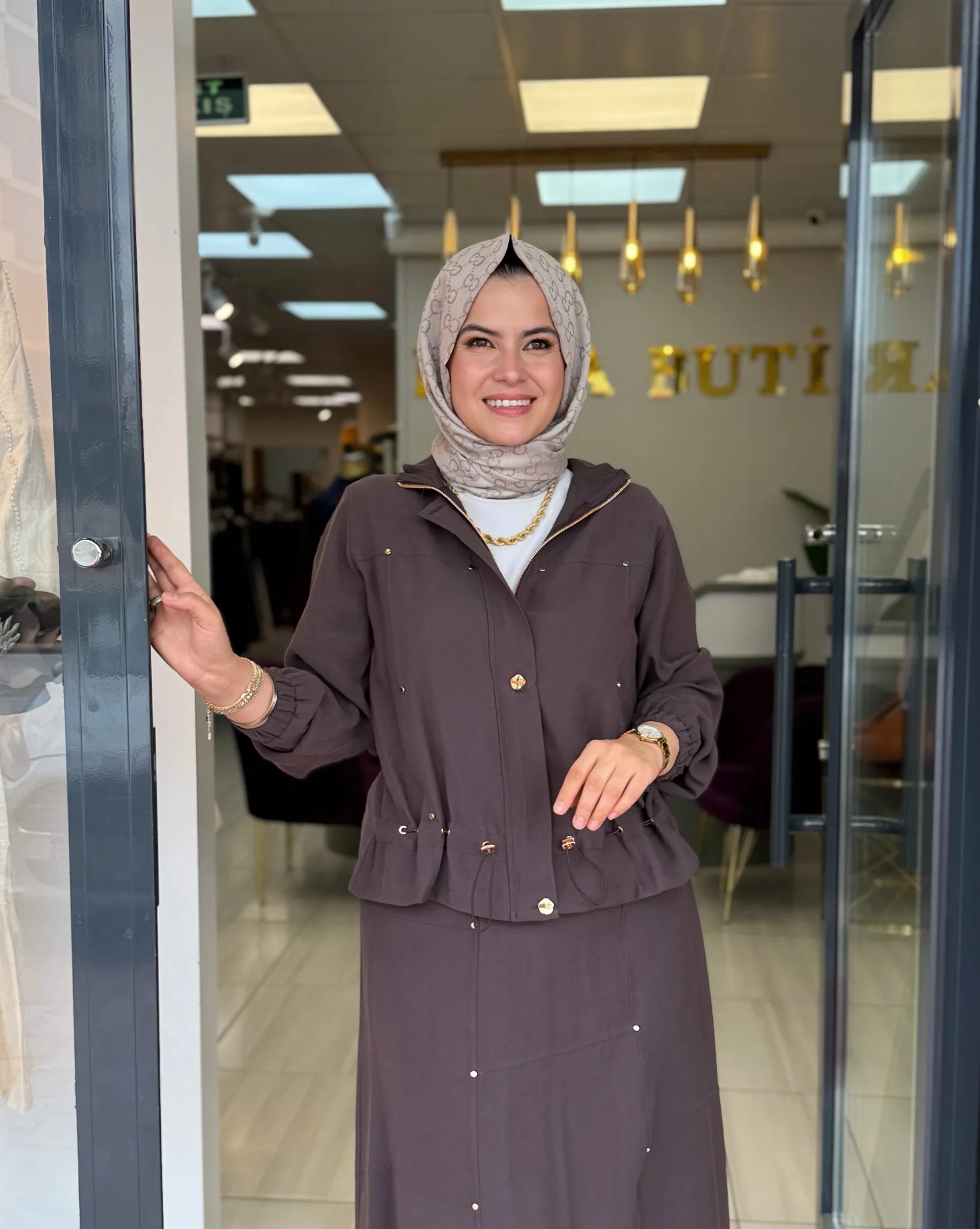 TENCEL ETEK CEKET TAKIM Kahverengi 2