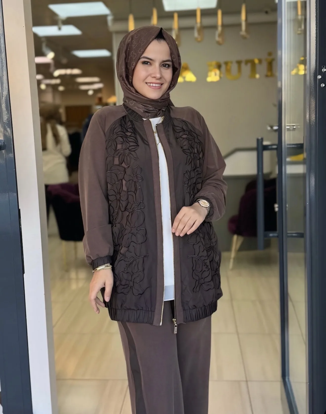 TENCEL PENYE CEKET PANTOLON TAKIM Kahverengi 2