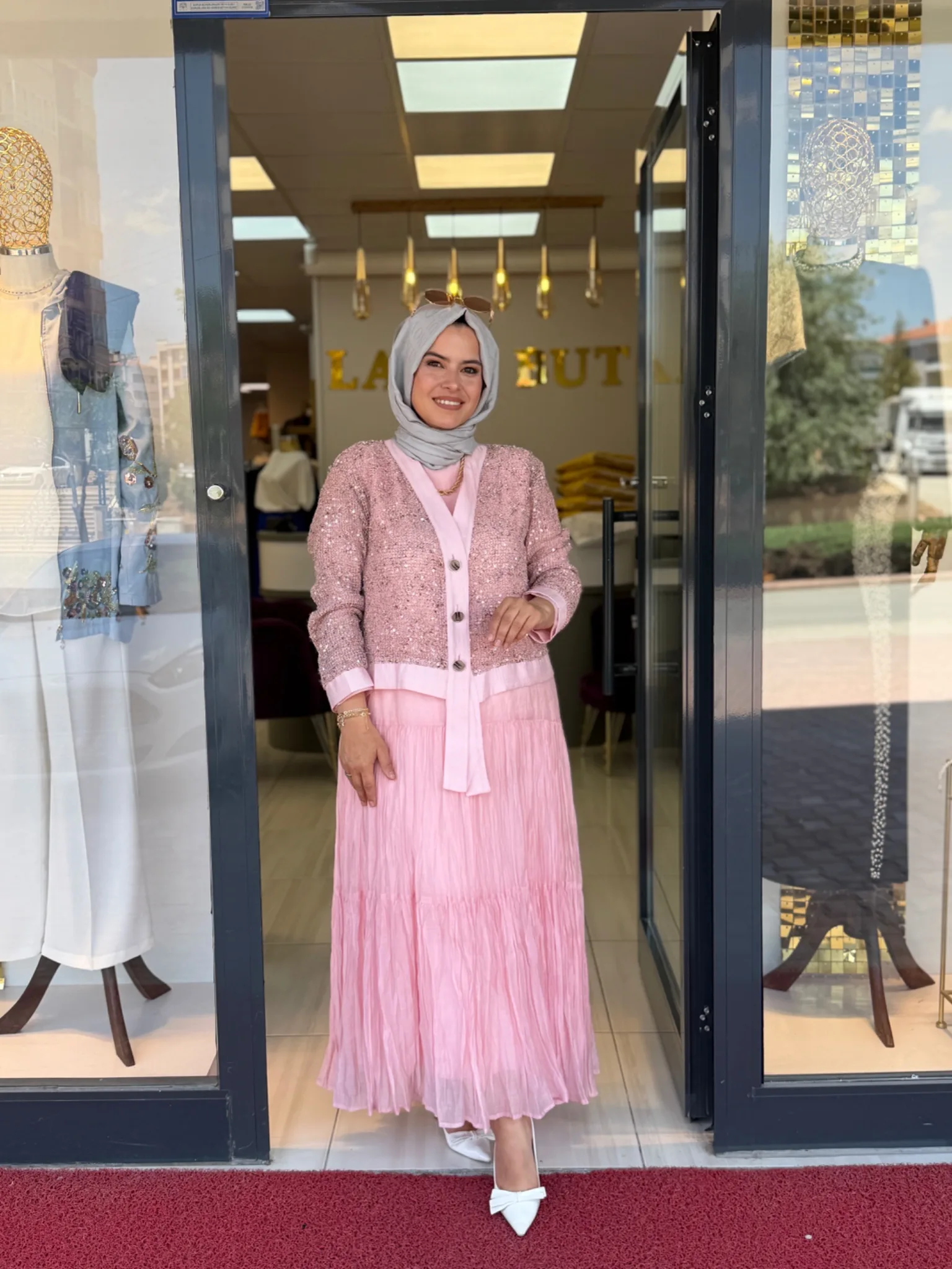 STELLA STORE FİLE CEKET DETAYLI ELBİSE Pembe