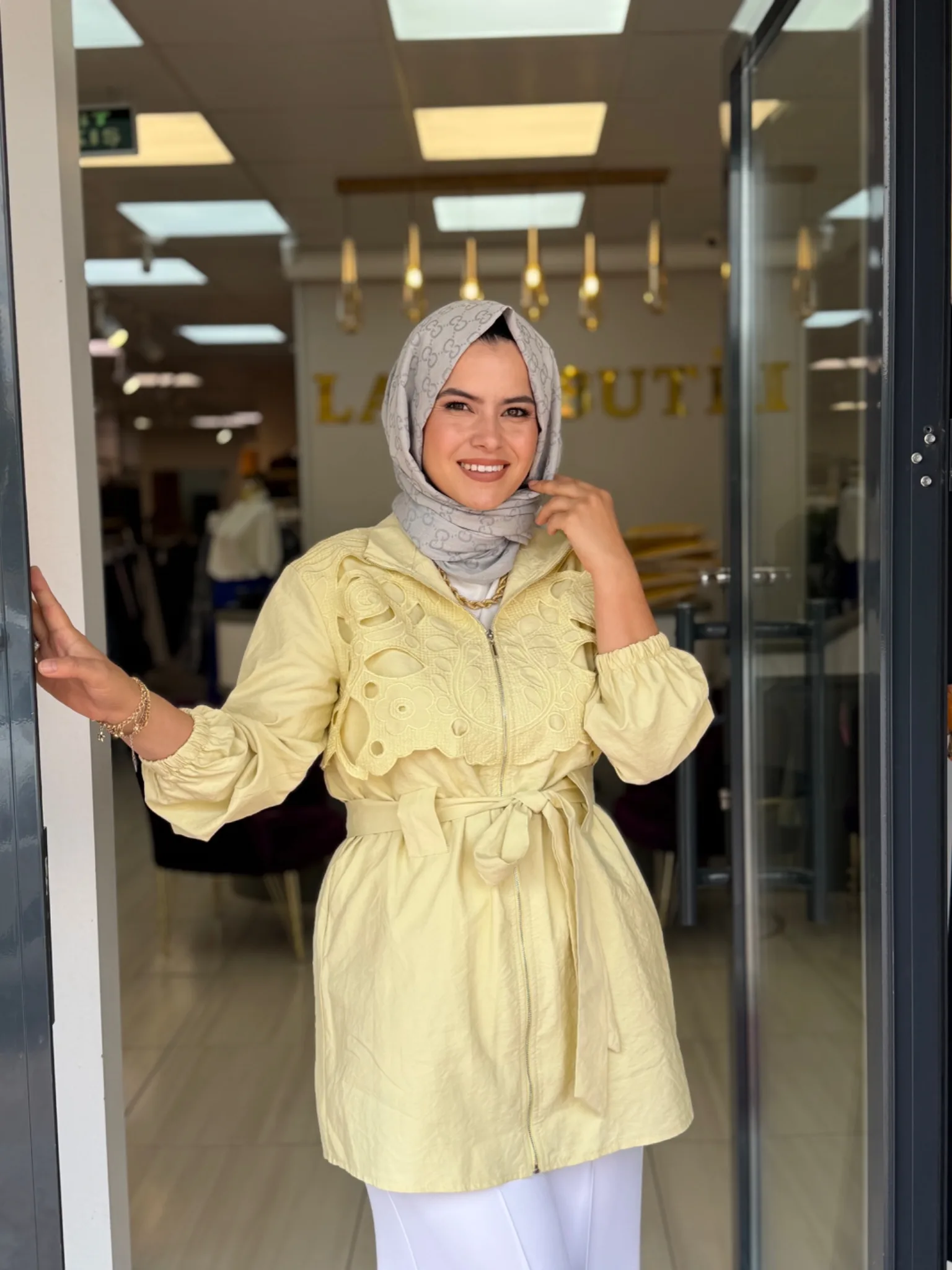 GÜPÜR DETAYLI CEKET Sarı 2