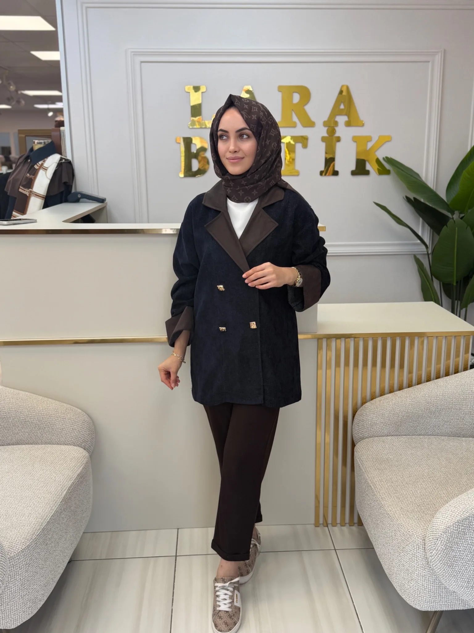 MARCHA GOLD DÜĞMELİ OVERSİZE CEKET Lacivert