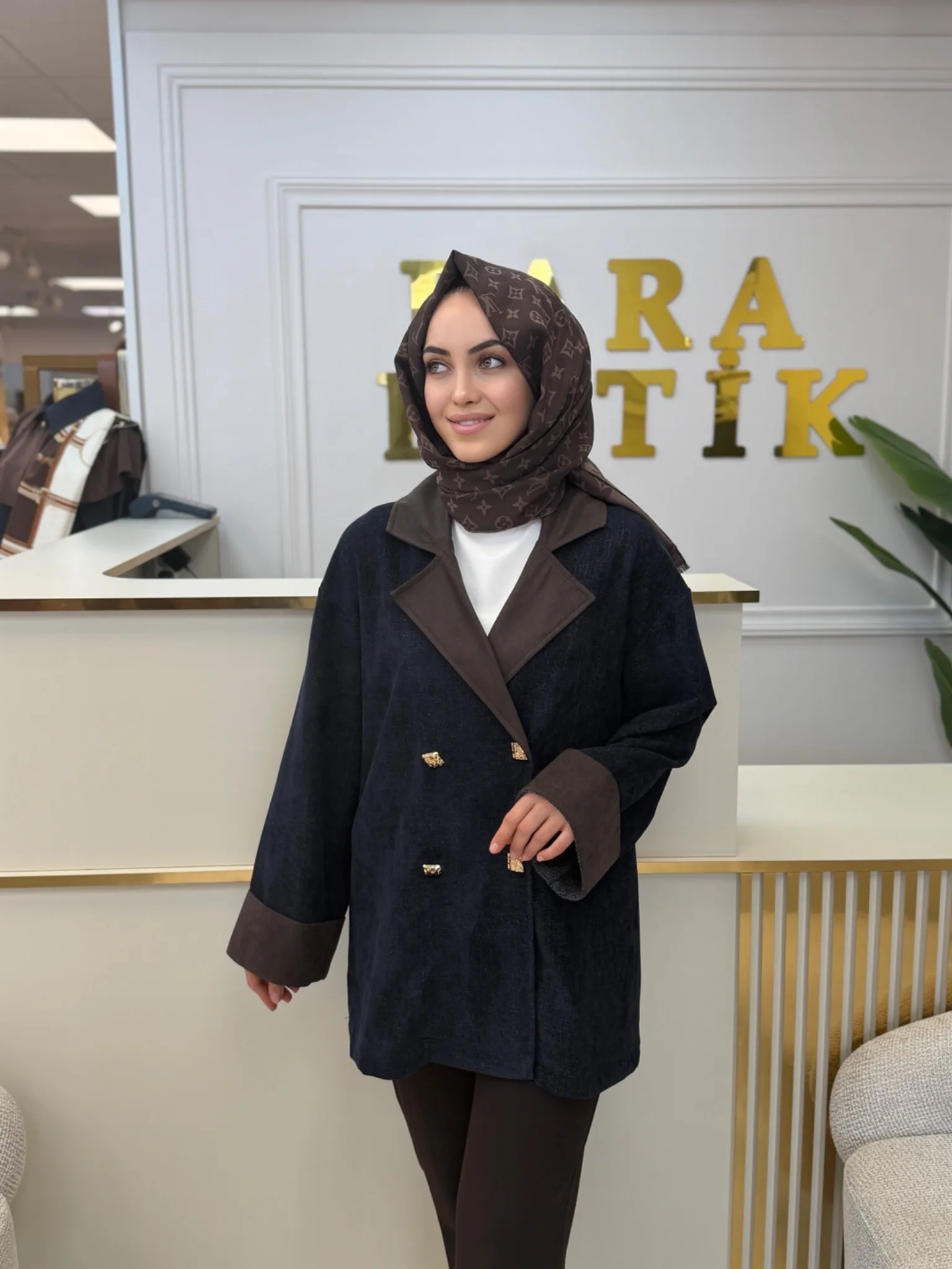 GOLD DÜĞMELİ OVERSİZE CEKET Lacivert 2