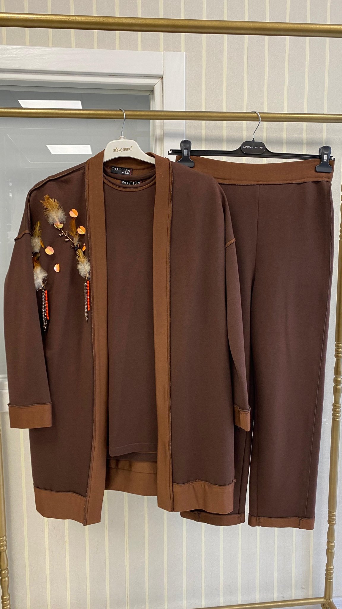 Pureva 3lü Takım Kahverengi