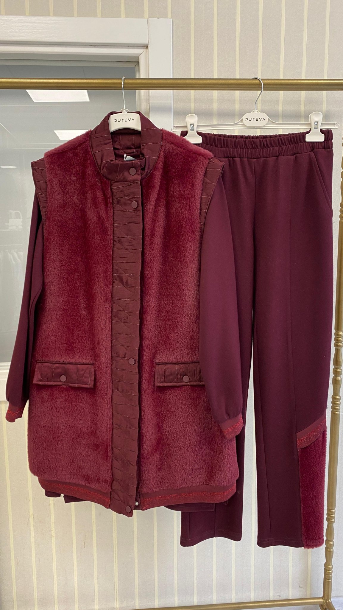 Pureva Üçlü Takım Bordo