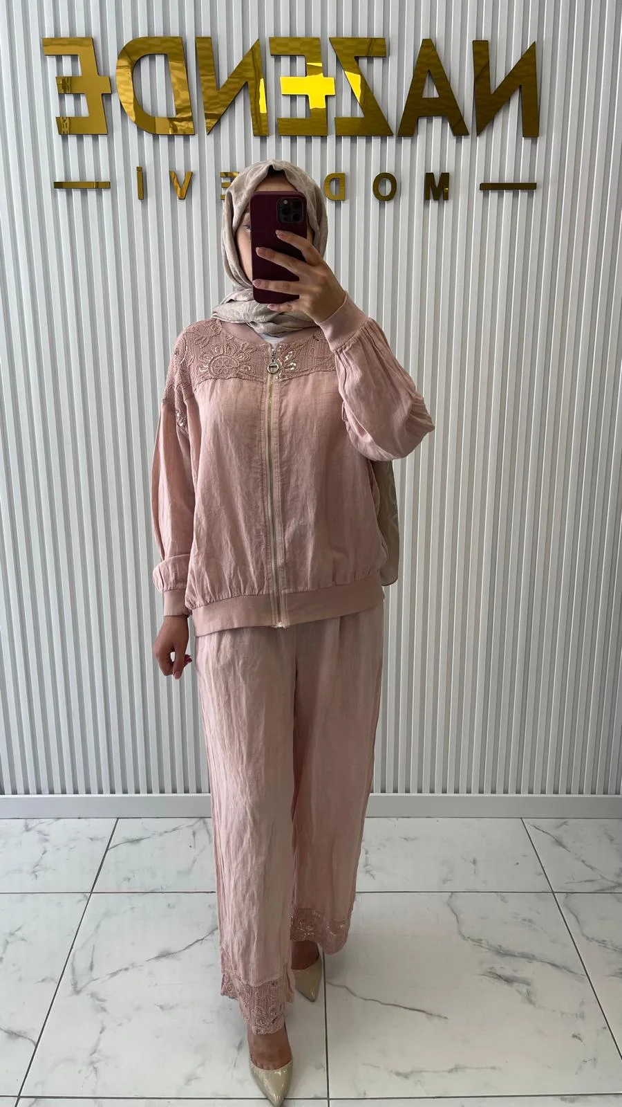 Khaos İthal Keten Takım Pudra Pembe