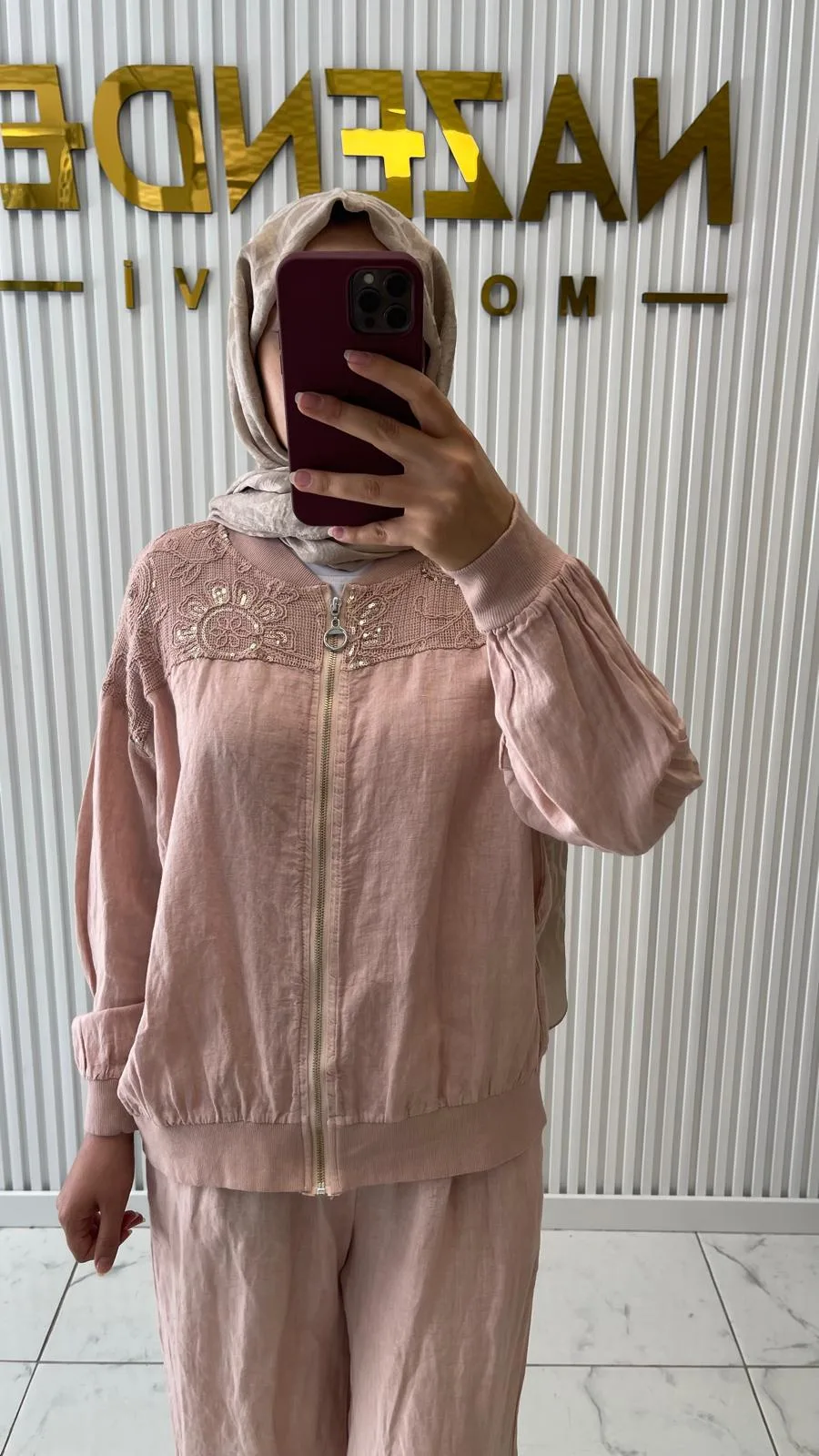 Khaos İthal Keten Takım Pudra Pembe 2