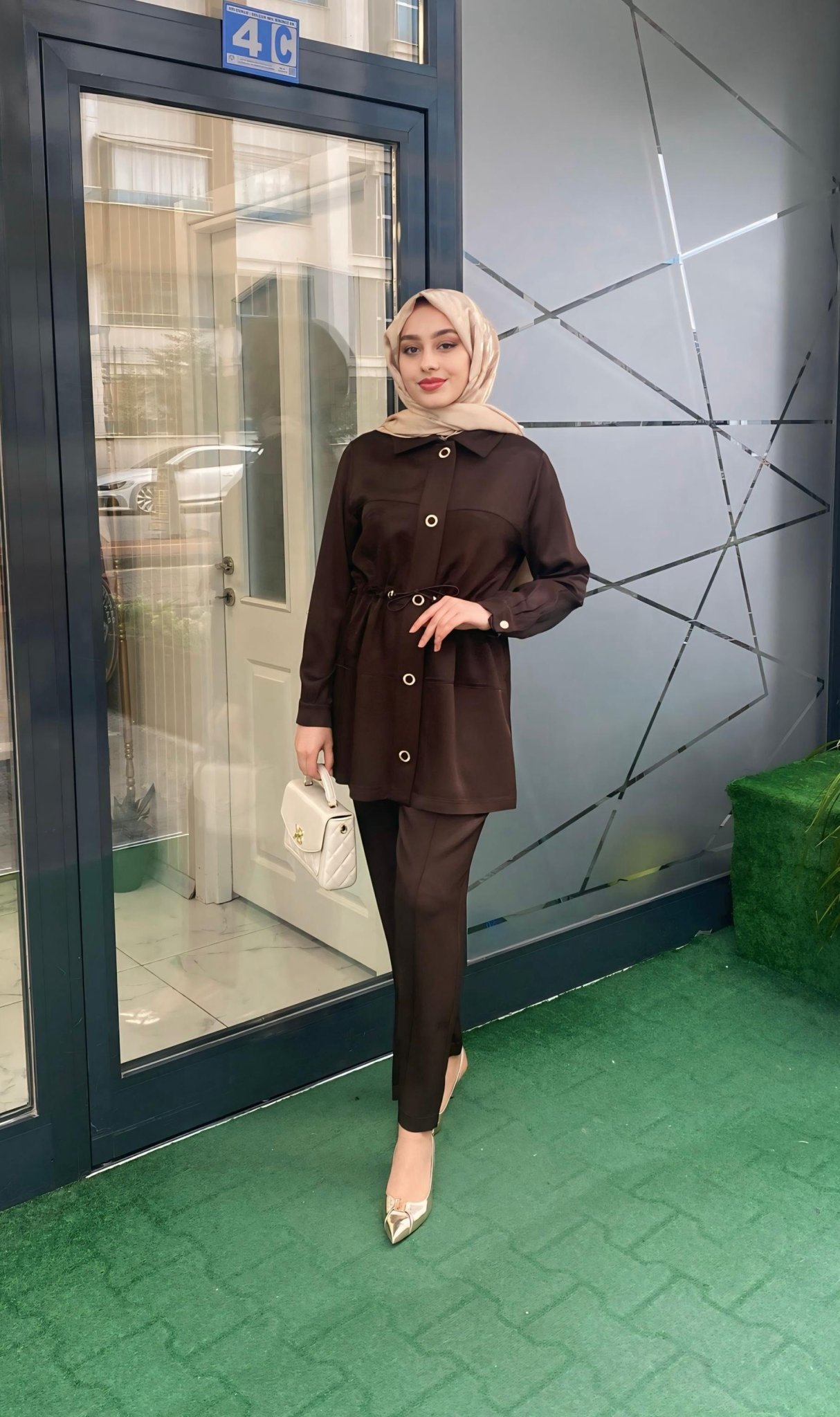 Pureva İkili Takım Kahverengi