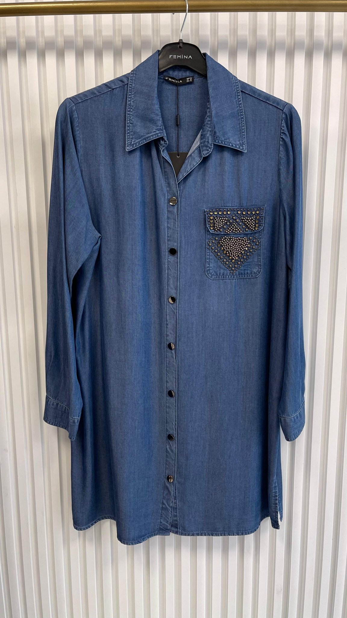 Femina Tencel Tunik Gömlek Lacivert