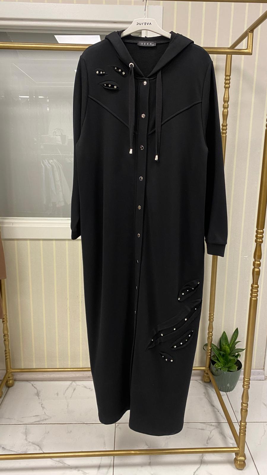 Veka Taşlı Ceket Siyah