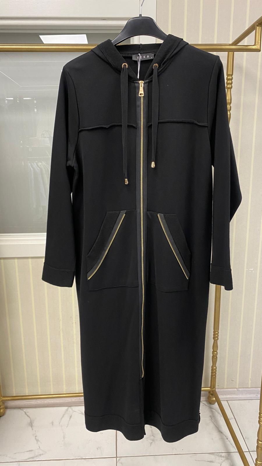 Veka Kapşonlu Ceket Siyah