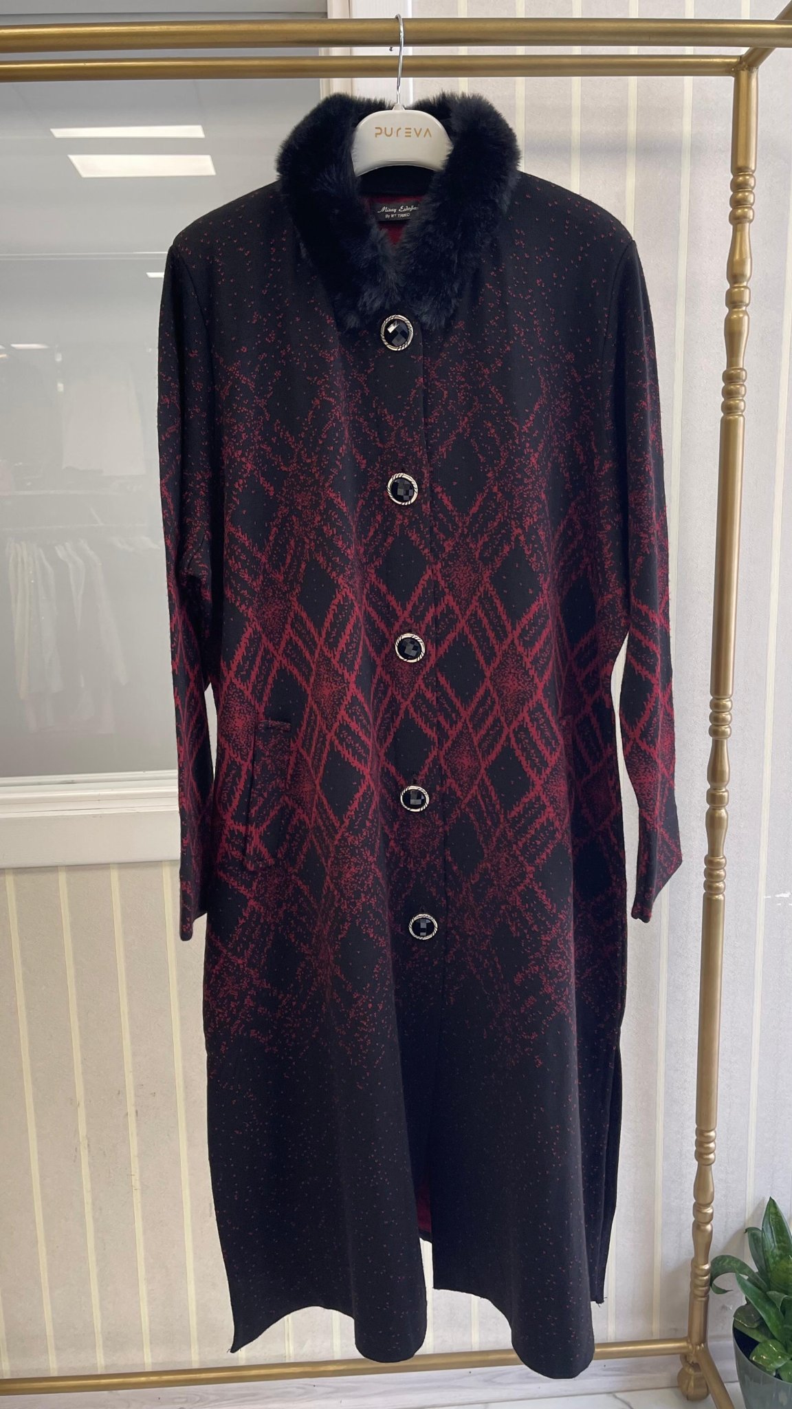 Miray Erdoğan Triko Ceket Siyah - Kırmızı