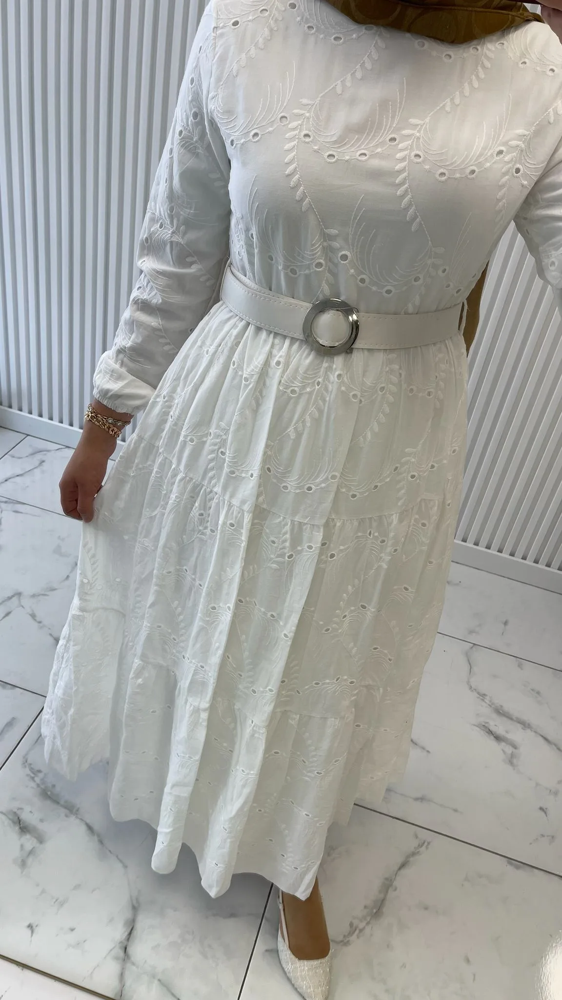 Lisse Fisto Elbise Beyaz 4
