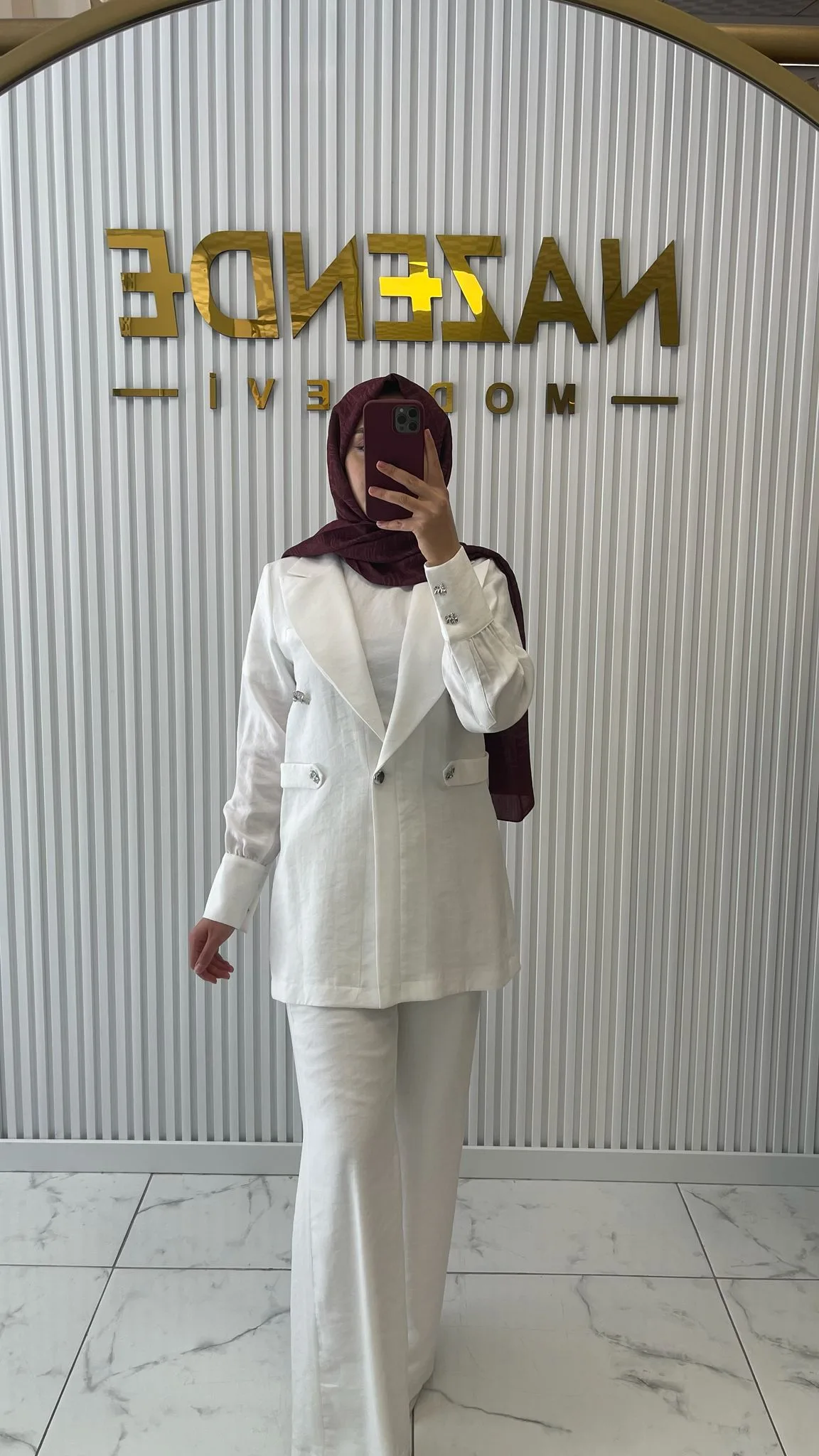 N'prive Blazer Ceket Takım Beyaz