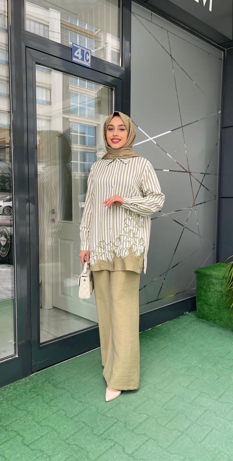 Pureva İkili Takım Yeşil - Beyaz