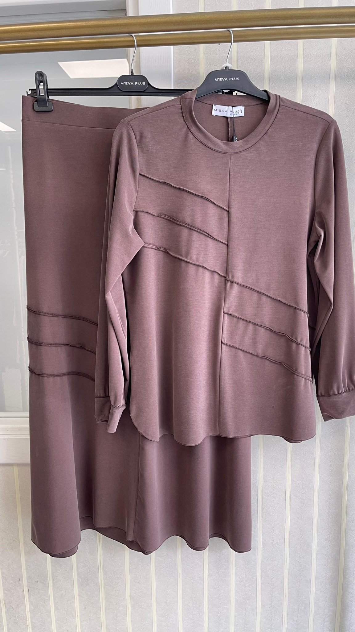 M'eva Plus Etekli Takım Kahverengi