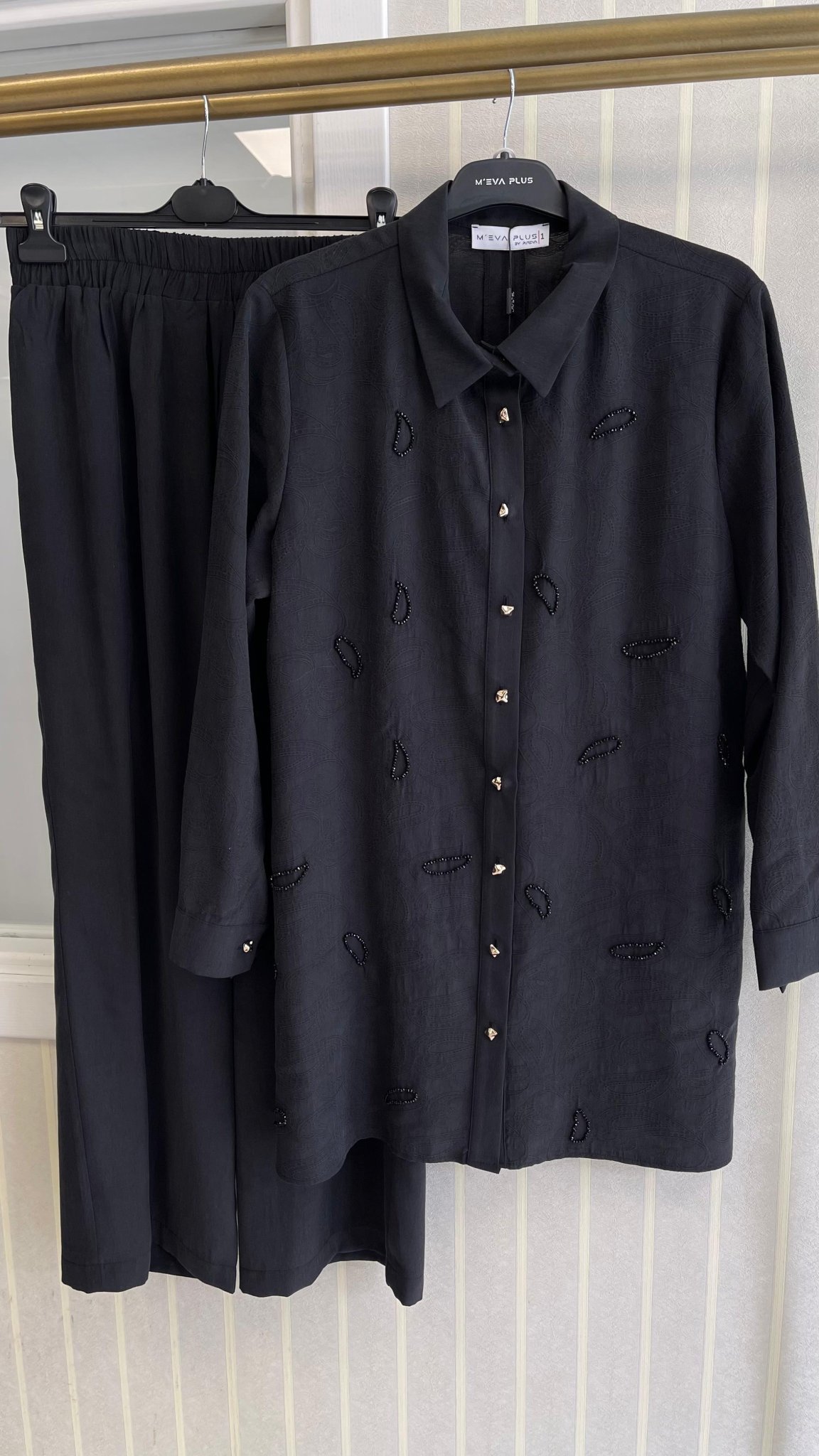 Meva Plus Pantolonlu Takım Siyah