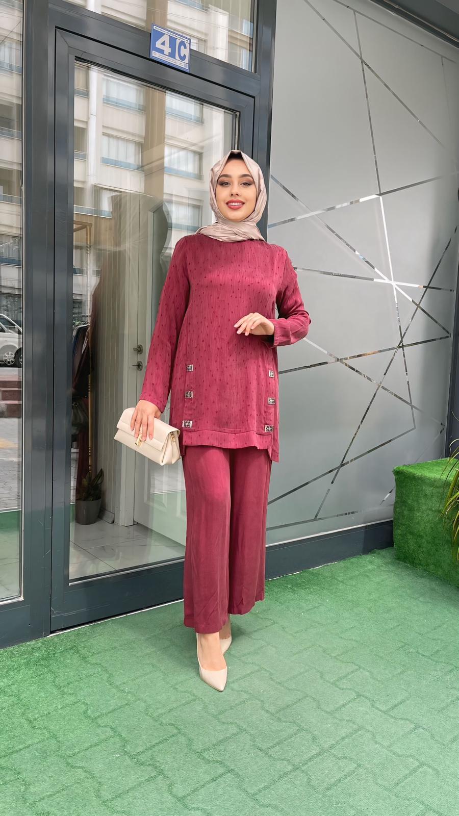 Orhan Pantolonlu Takım Vişne 2