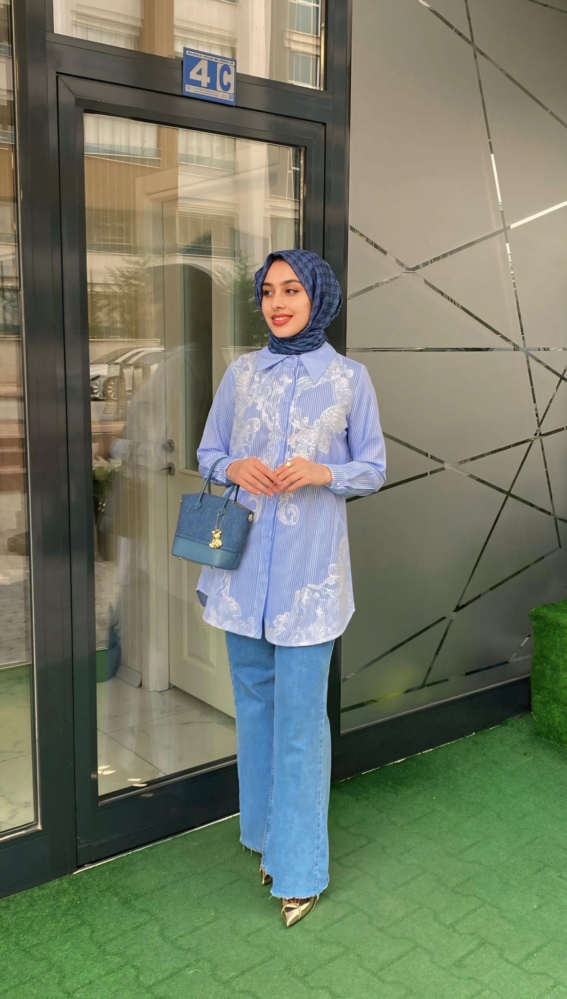 Orhan Gömlek Çizgili Mavi - Beyaz 2