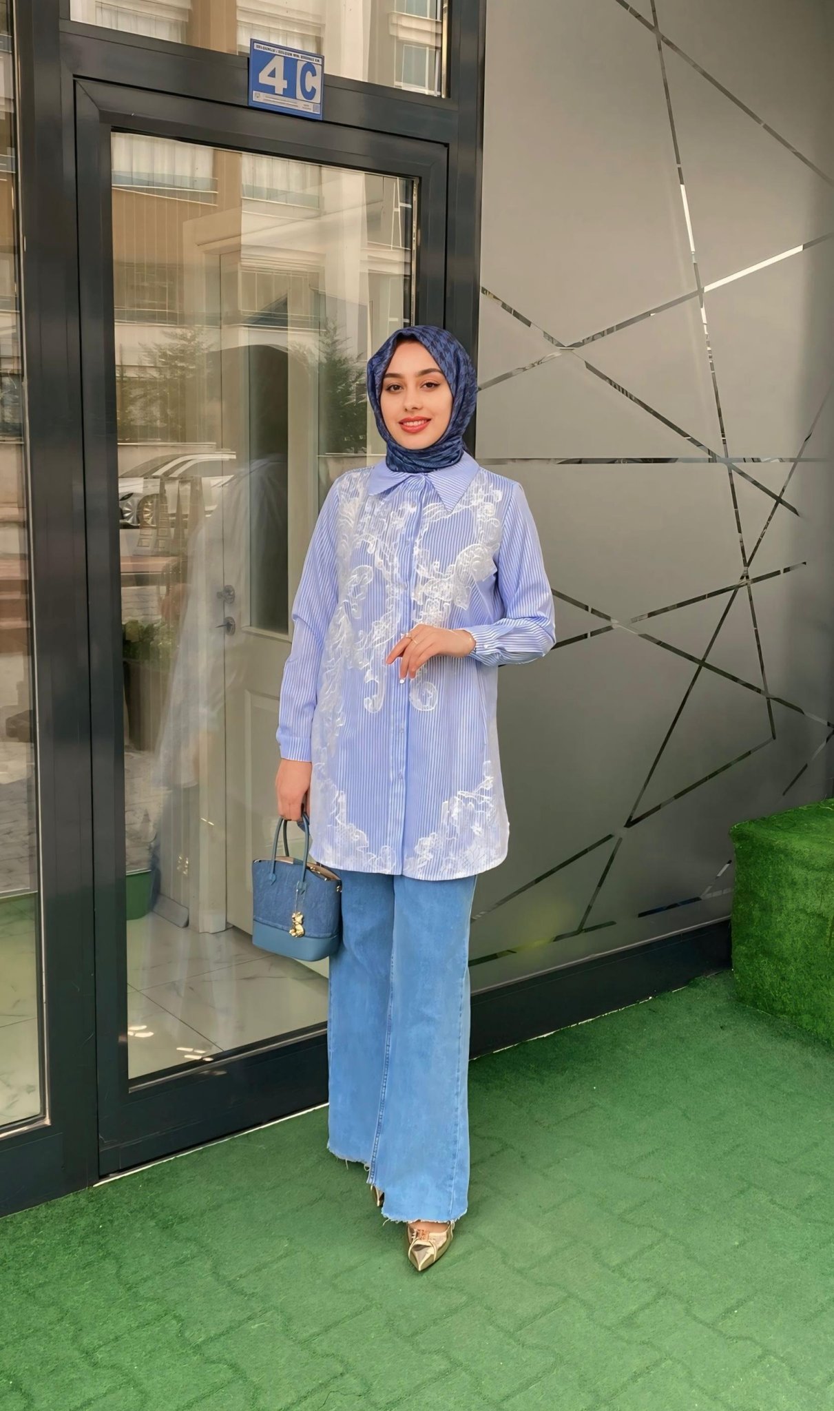 Orhan Gömlek Çizgili Mavi - Beyaz