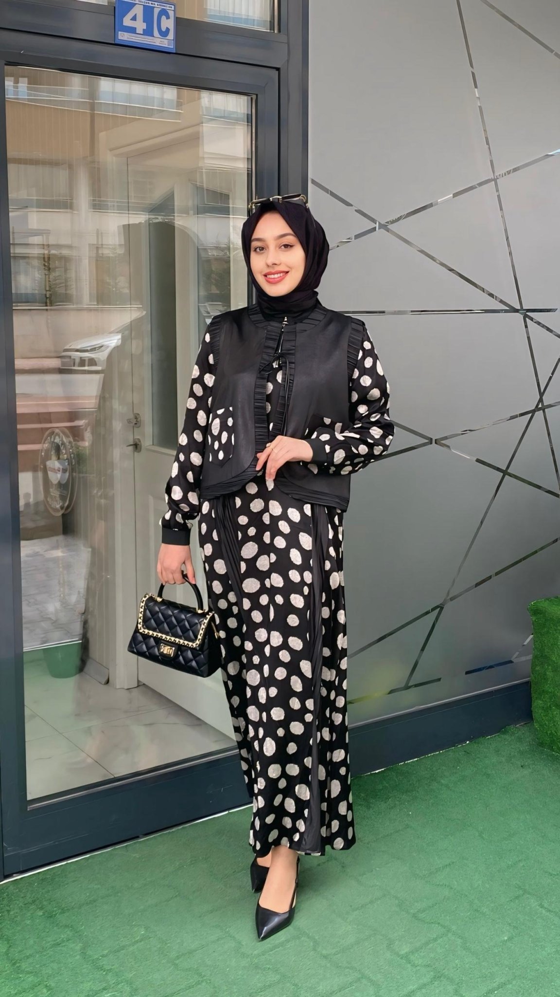 Orhan İkili Takım Puantiye Siyah - Beyaz 2