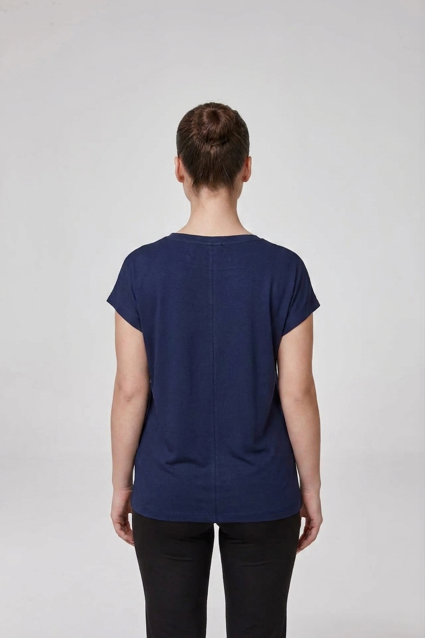 RELACTİVE P2250 KADIN KISA KOLLU SIFIR YAKA BLUZ - T - SHIRT Lacivert 2