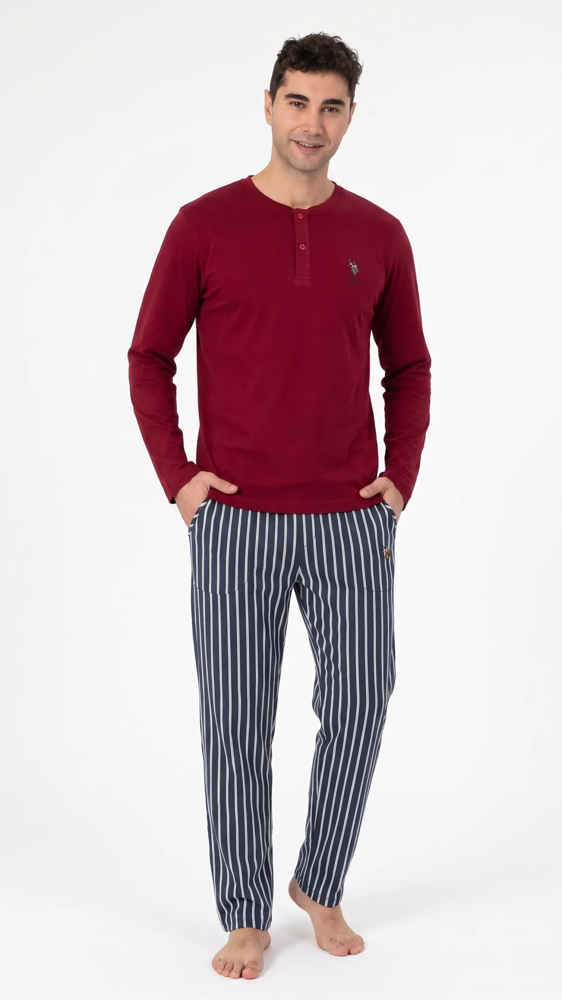 U.S. POLO ASSN. 18987 ERKEK PİJAMA TAKIMI Bordo