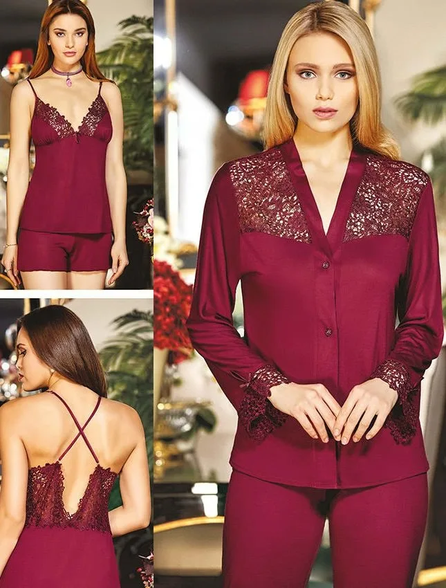 JEREMİ 561 Penye 6'lı Çeyiz Takım Bordo