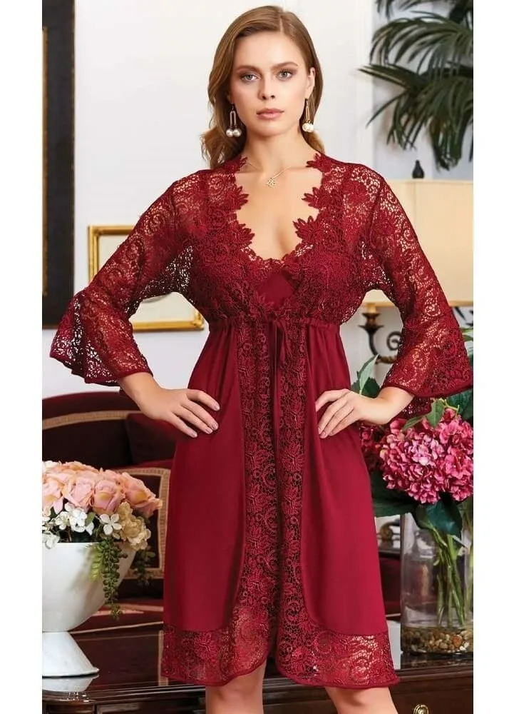 JEREMİ JEREMI 800 Penye Dantelli 6'lı Çeyiz Takım Bordo