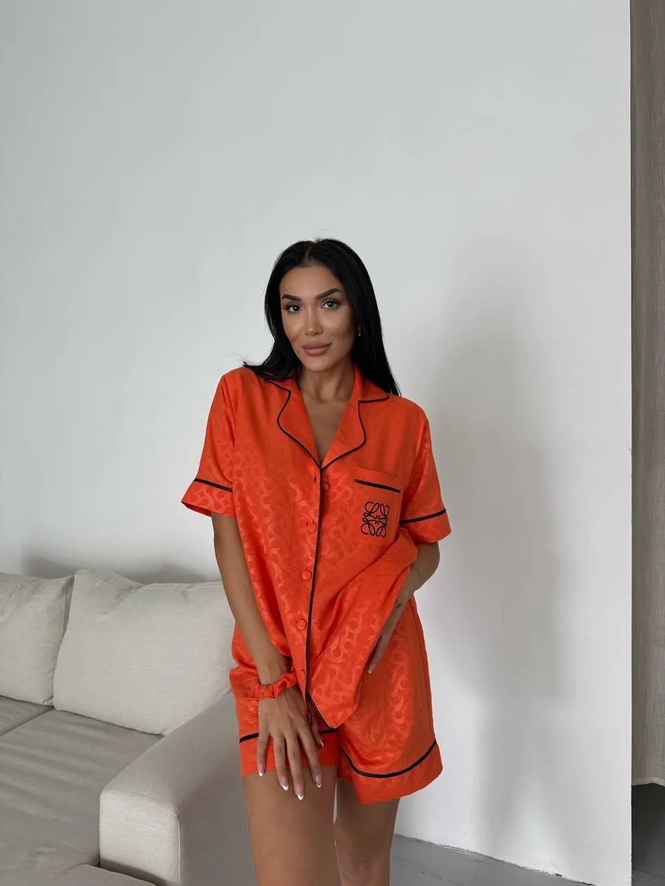 LWE ORANGE GOFRAJ NAKIŞLI LASTİK BEL KISA Turuncu 4