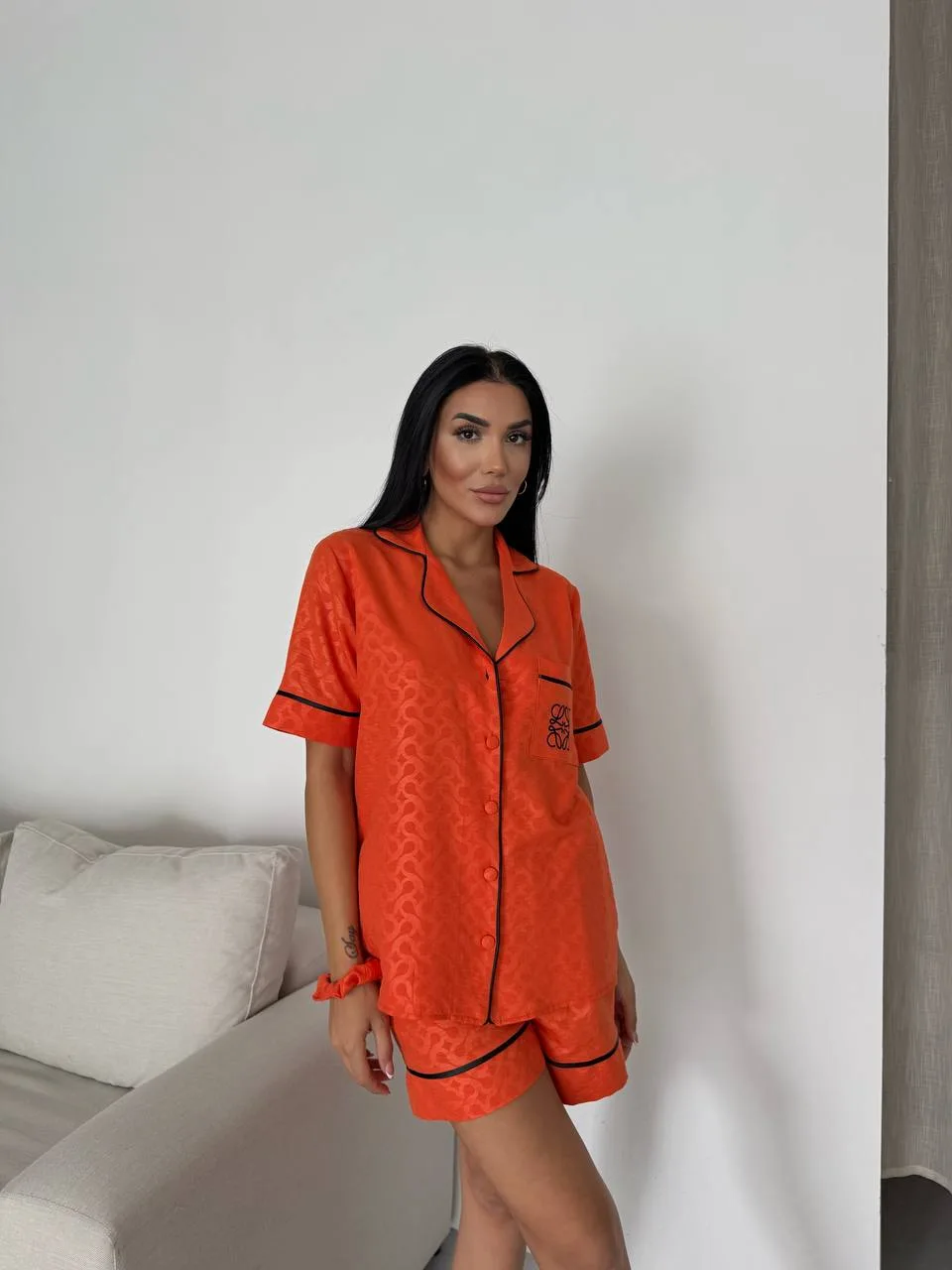 latte LWE ORANGE GOFRAJ NAKIŞLI LASTİK BEL KISA Turuncu