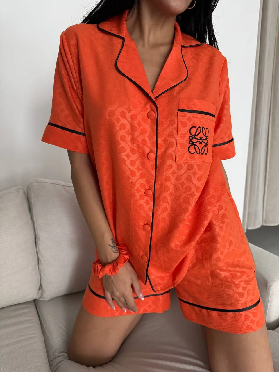 LWE ORANGE GOFRAJ NAKIŞLI LASTİK BEL KISA Turuncu 5