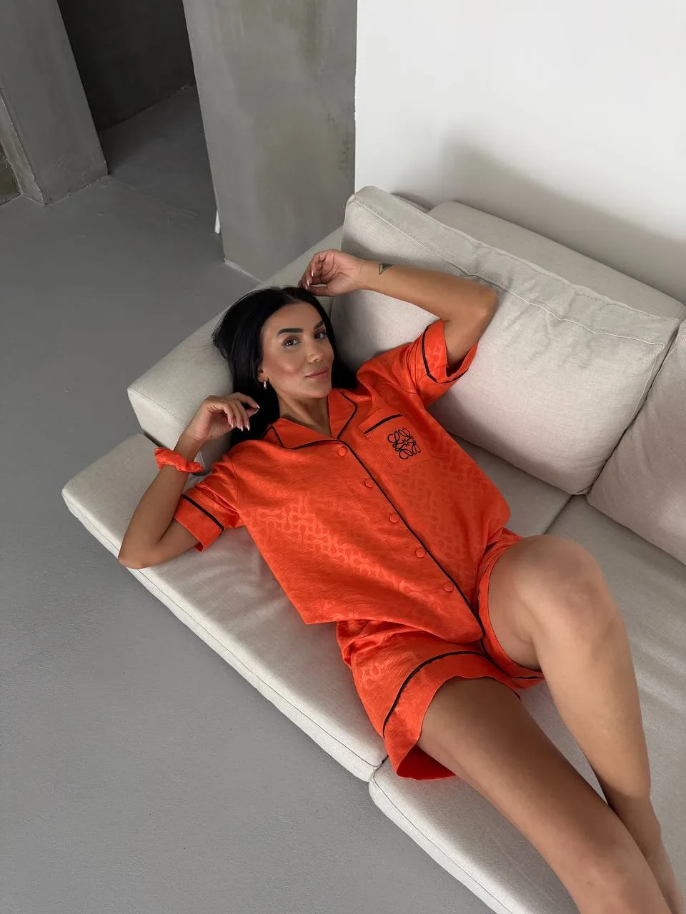 LWE ORANGE GOFRAJ NAKIŞLI LASTİK BEL KISA Turuncu 6