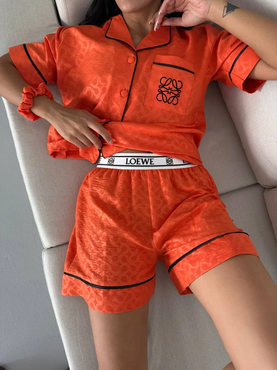 LWE ORANGE GOFRAJ NAKIŞLI LASTİK BEL KISA Turuncu 7