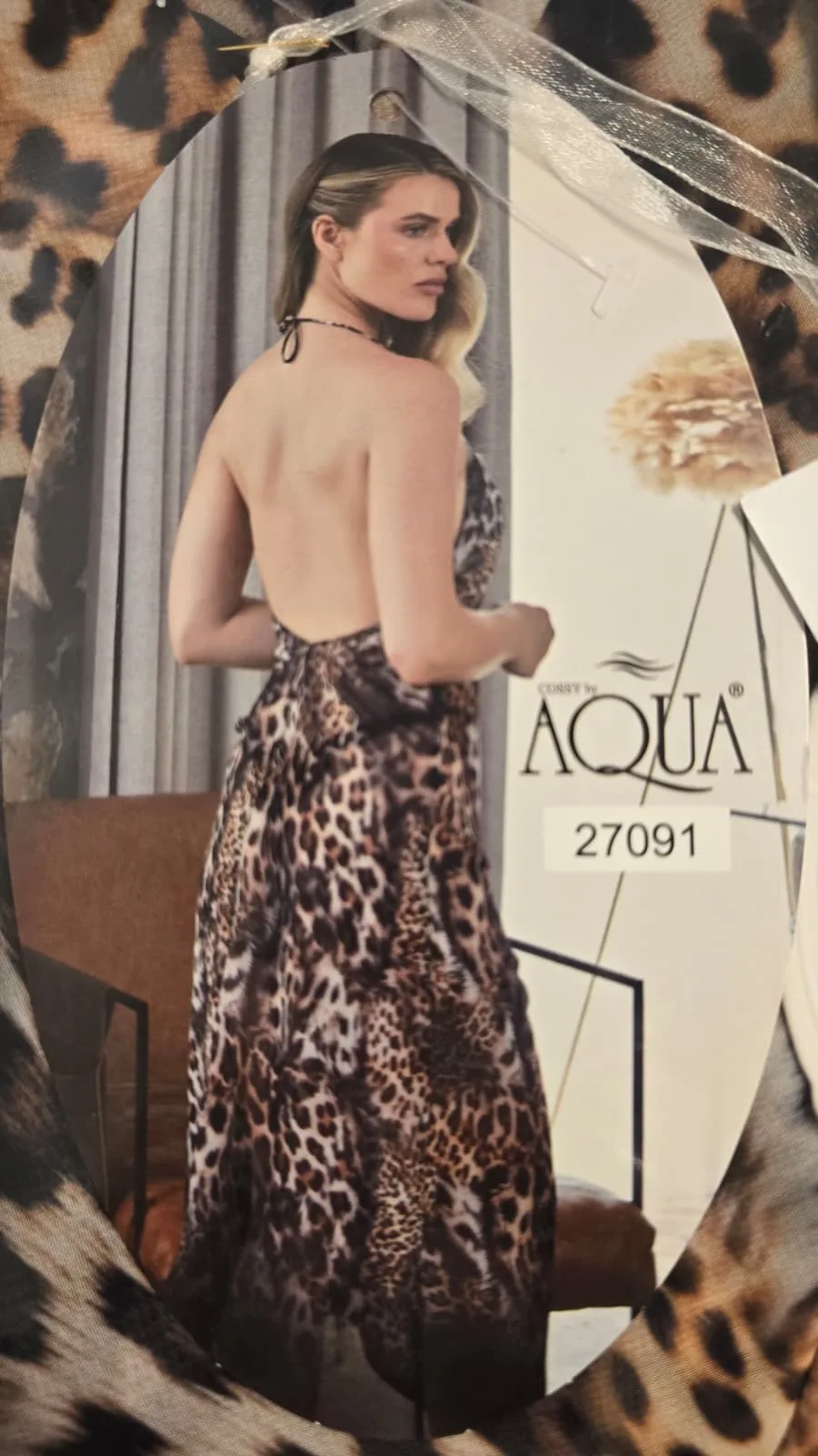 Aqua Askılı Gecelik Leopar