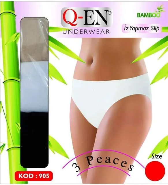 Q-EN Bambu 3 lü Düşük Bel Kadın Külot 905 Asorti