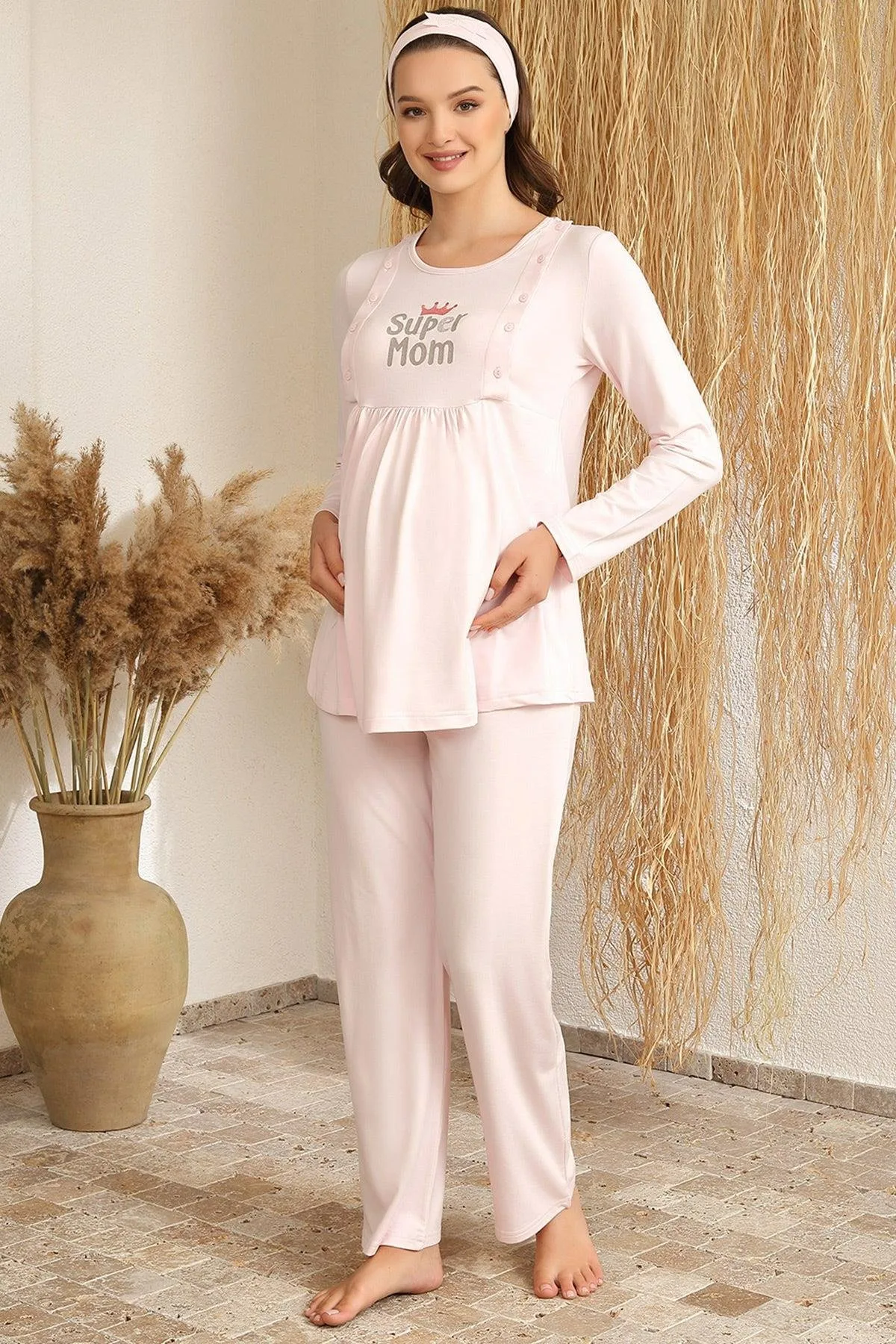 BAHA 4414 ÜÇLÜ LOHUSA PİJAMA TAKIMI Pembe 2