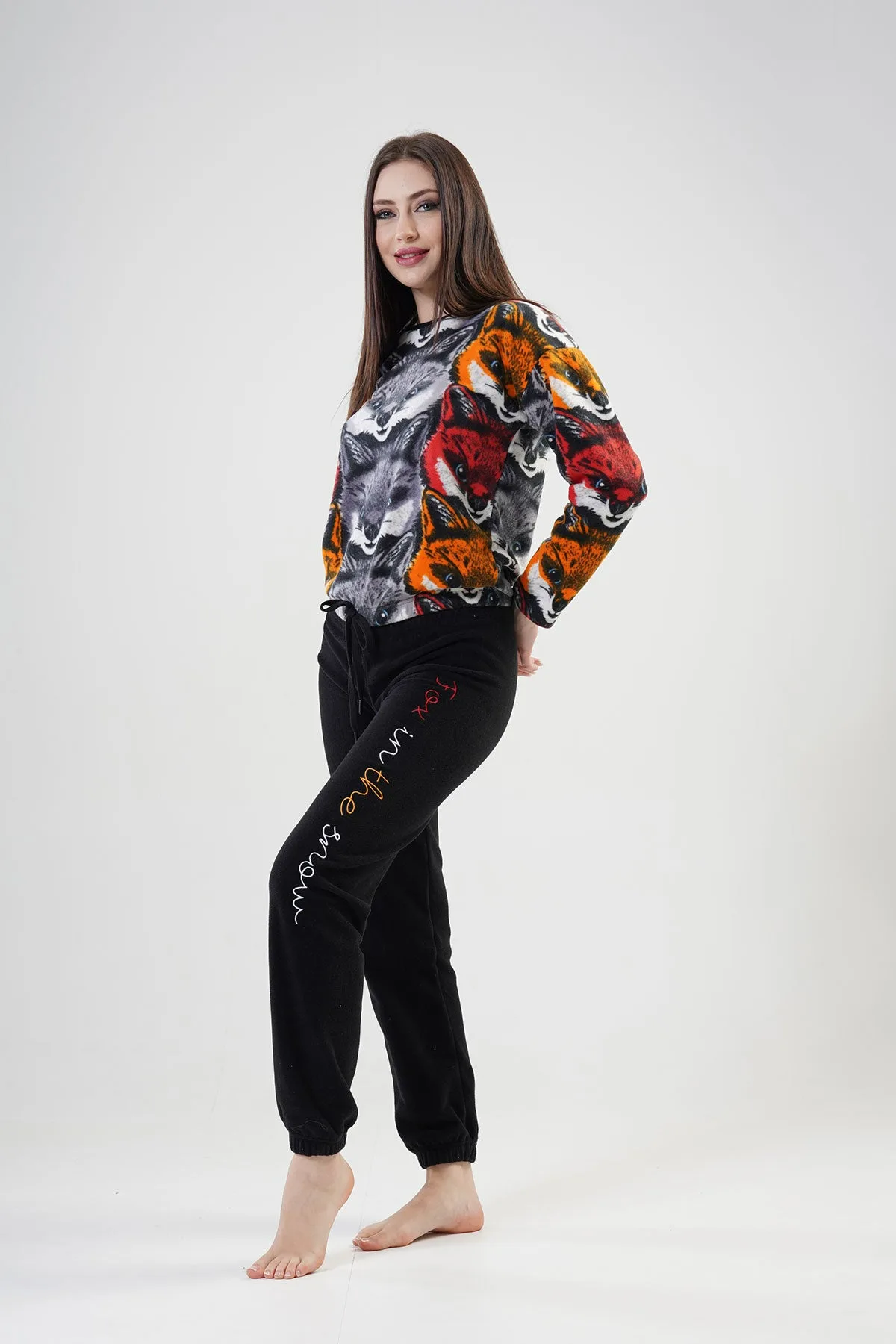 VİENETTA SECRET 201041 POLAR UZUN KOL PIJAMA TAKIM Siyah 2