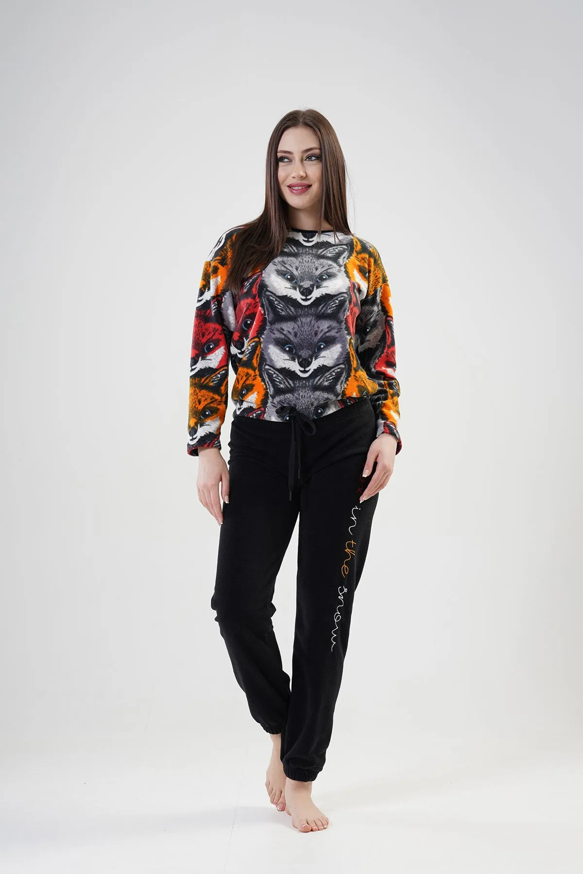 VİENETTA SECRET 201041 POLAR UZUN KOL PIJAMA TAKIM Siyah 5