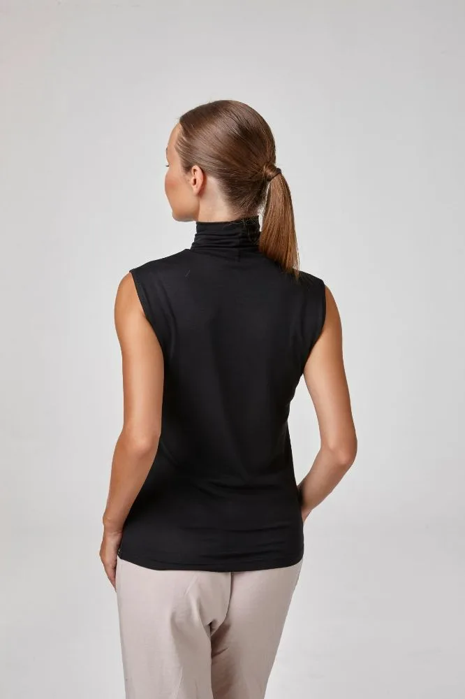 RELACTİVE P2602 KADIN KOLSUZ BALIKÇI YAKA BLUZ BODYFİT KALIP Siyah 2
