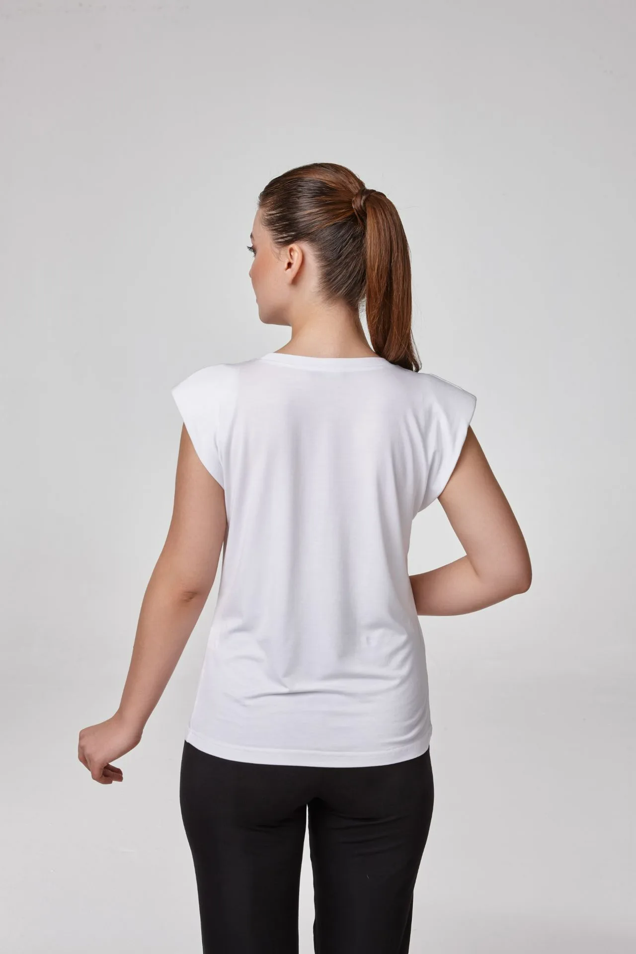 RELACTİVE P2542 KADIN VATKALI KAYIK YAKA DÜŞÜKKOLLU BLUZ T - SHIRT Beyaz 2