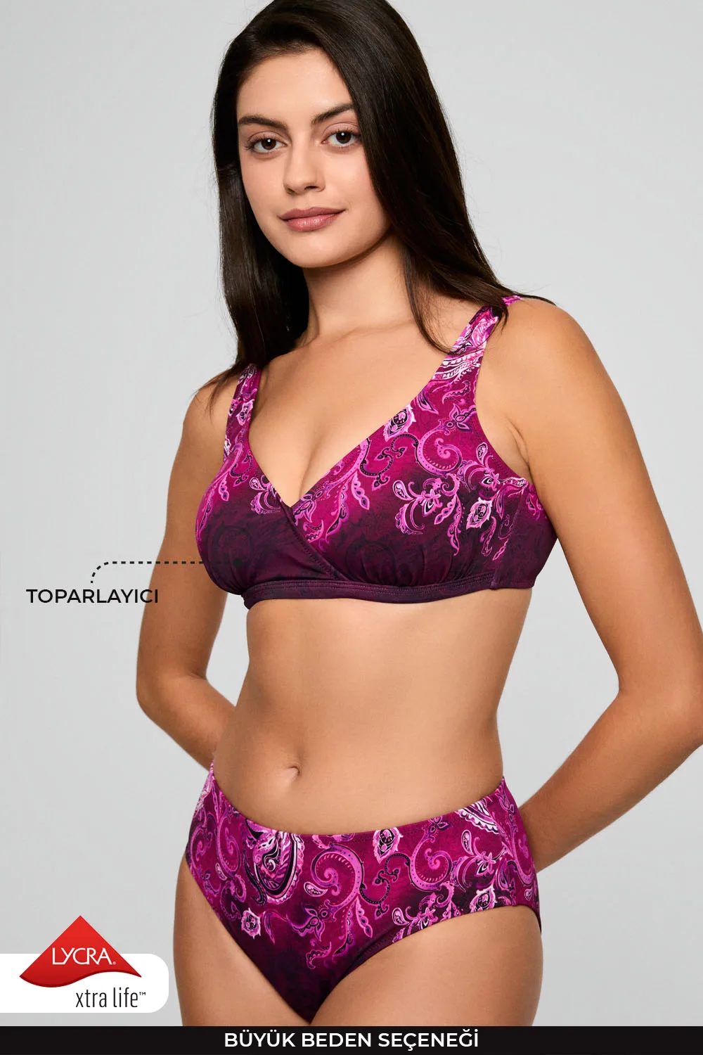 KOM Shawl Desenli Toparlayıcı Bikini Pembe