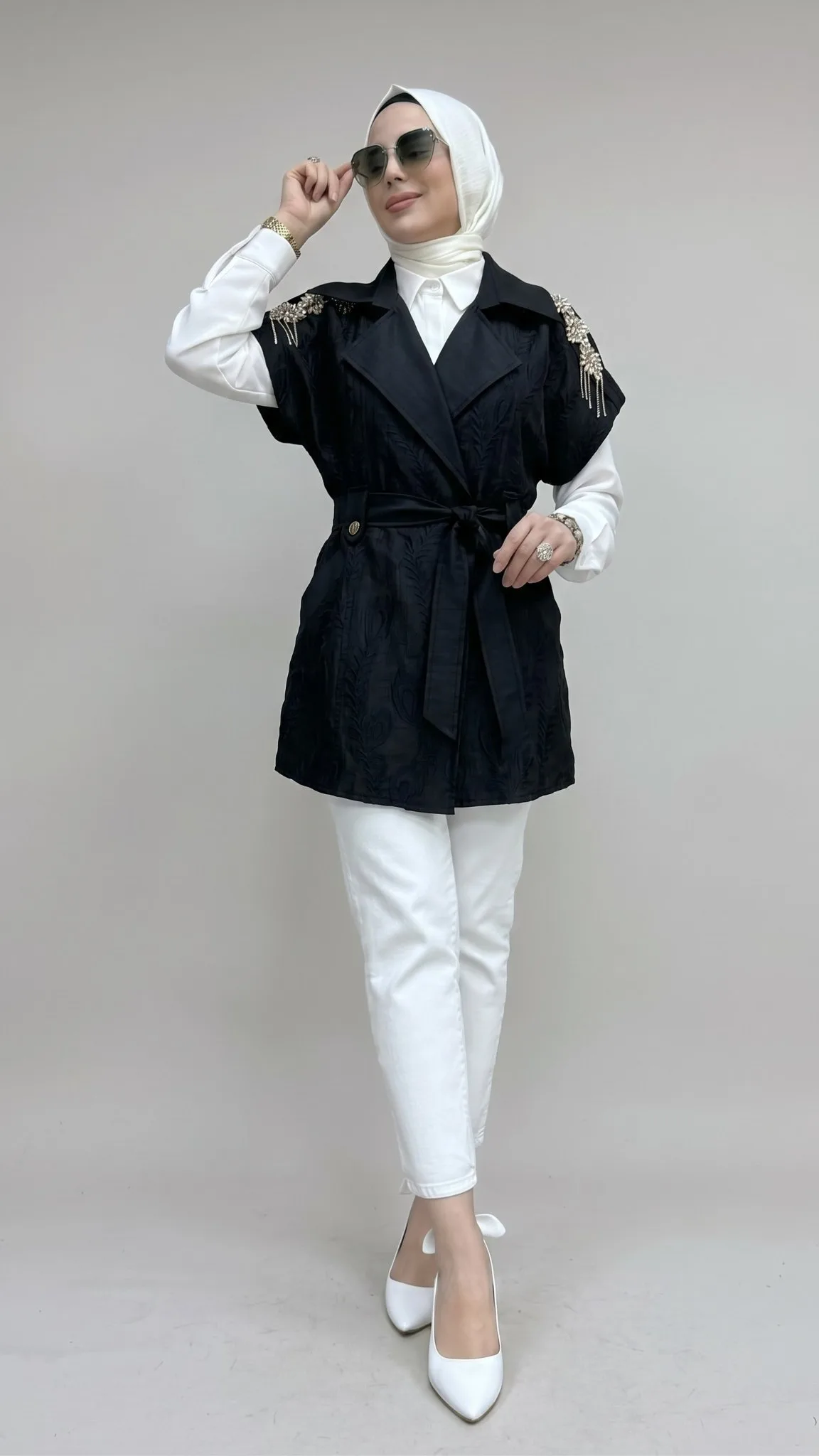ORGANZE JAKAR YELEK Siyah