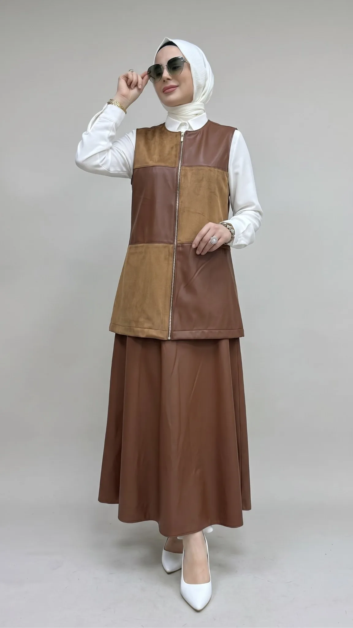 DERİ YELEK TAKIM Taba